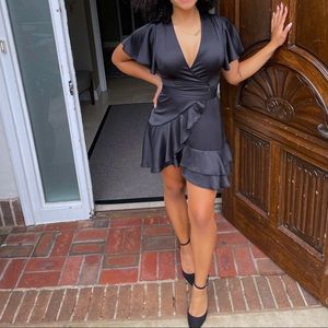 Black hello molly wrap dress